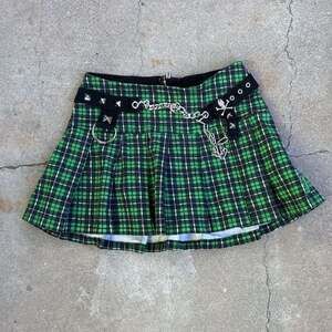 Royal Bones Tripp NYC Green Plaid Skirt Size Small